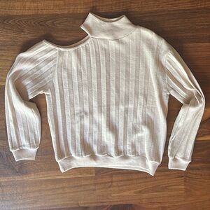 Zara Cream Ribbed Knit Sweater, small
